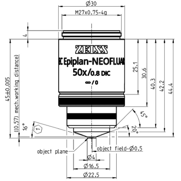 ZEISS Objectief EC Epiplan-Neofluar 50x/0,8 DIC wd=0,57mm