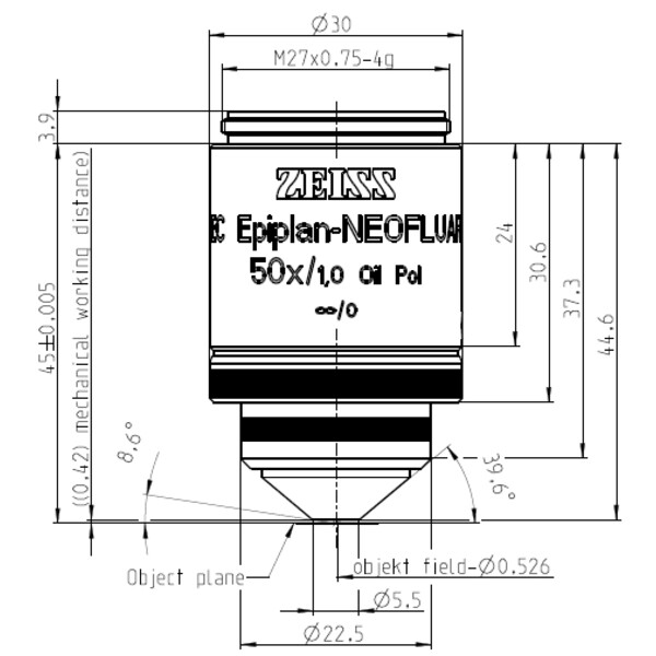 ZEISS Objectief Objektiv EC Epiplan-Neofluar 50x/1,0 Oil Pol wd=0,40mm
