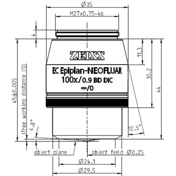 ZEISS Objectief Objektiv EC Epiplan-Neofluar 100x/0,9 HD DIC wd=1.0mm