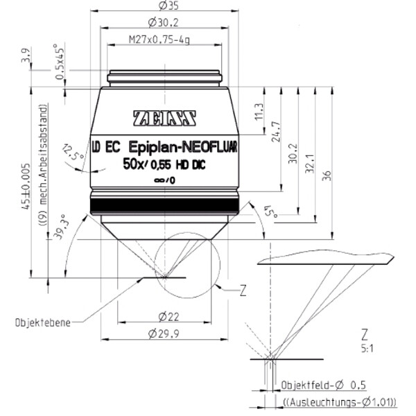 ZEISS Objectief Objektiv LD EC Epiplan-Neofluar 50x/0,55 HD DIC wd=9,0mm