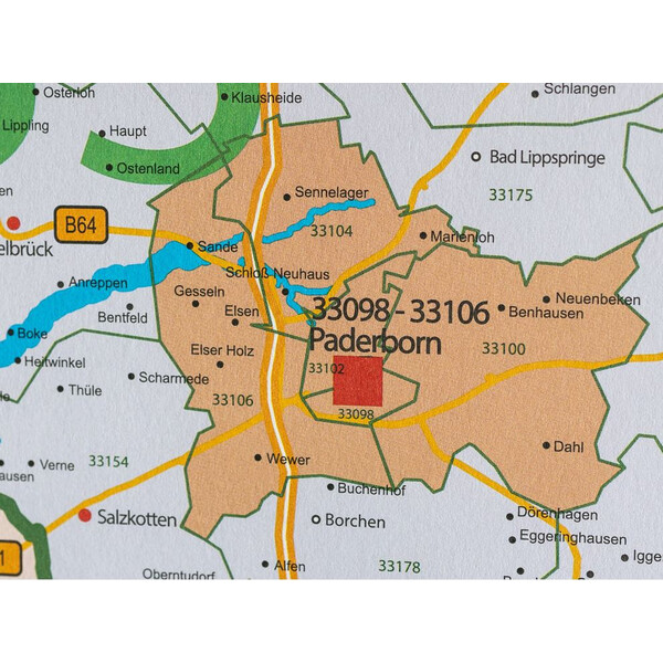 GeoMetro Regionale kaart Nordrhein-Westfalen Postleitzahlen PLZ NRW (118 x 100 cm)