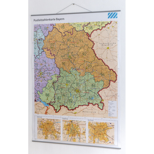 GeoMetro Regionale kaart Bayern Postleitzahlen PLZ (100 x 140 cm)