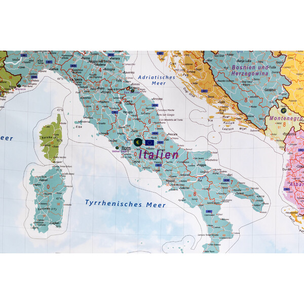 GeoMetro continentkaart Europa Postleitzahlen (90 x 123 cm)