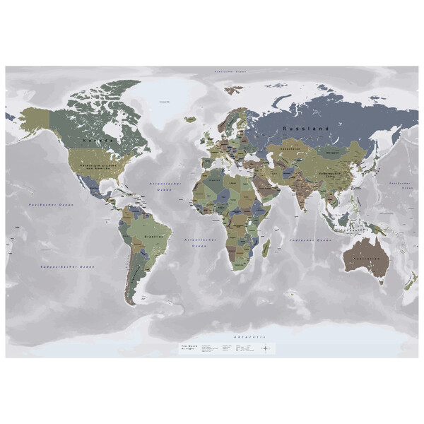 GeoMetro Wereldkaart Die Welt bei Nacht (140 x 100 cm)