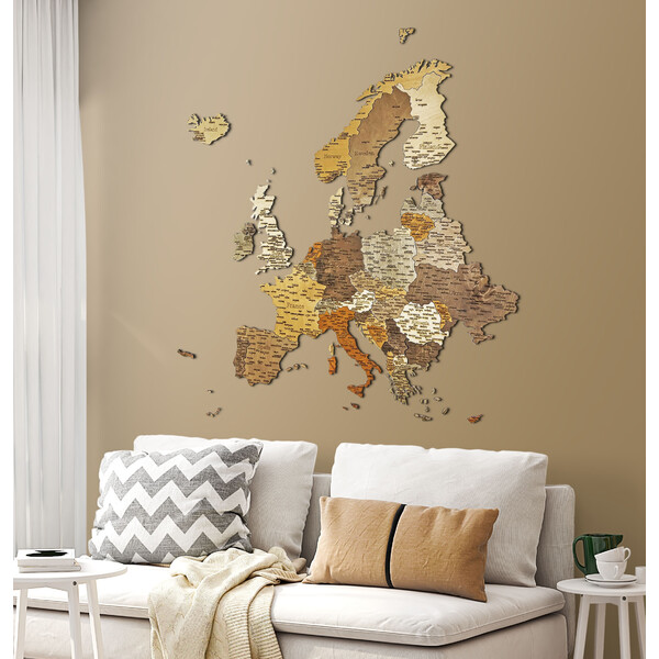 Abraham Wood Decor continentkaart Europa puzzel van hout (110x108cm)