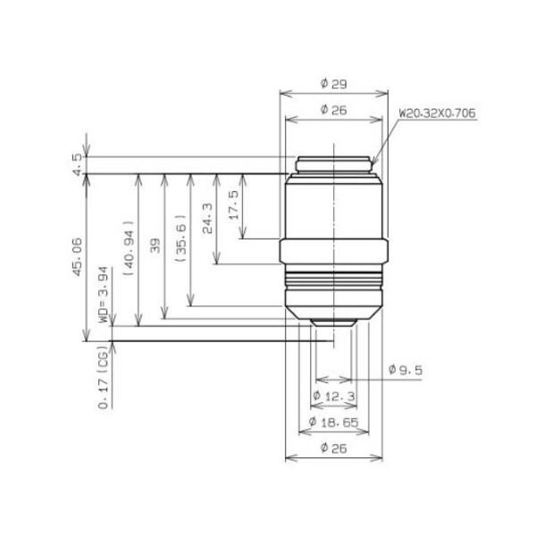 Evident Olympus Objectief Objektiv LPLN40X/0.65, plan, infinity, dry, w.d.3.4-4.10, Deckglas 0-1.00