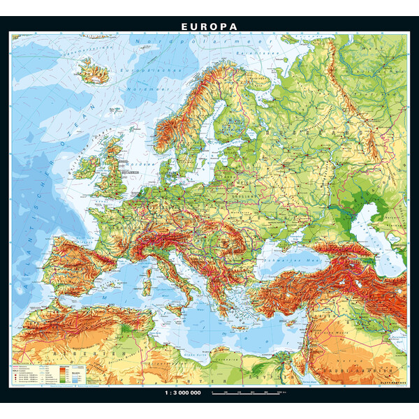 PONS continentkaart Europa fysiek (208 x 189 cm)