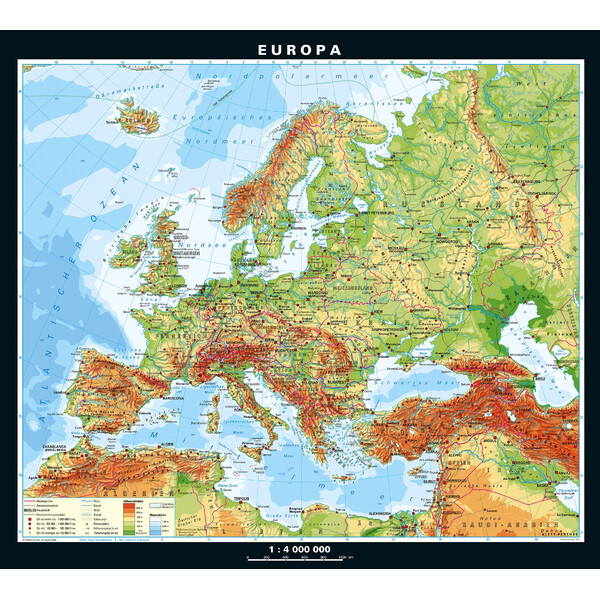 PONS continentkaart Europa fysiek en politiek (158 x 142 cm)