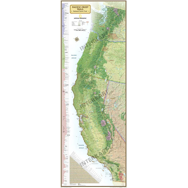 National Geographic Regionale kaart Pacific Crest Trail (46 x 122 cm)