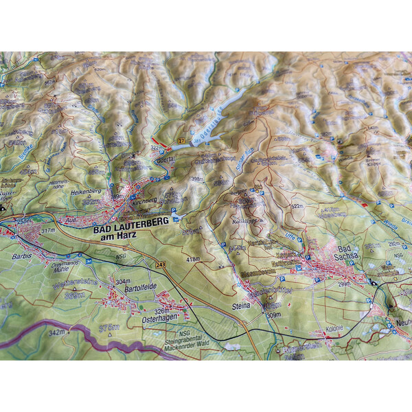 Georelief Harz 3D reliëfkaart (77 x 57 cm)