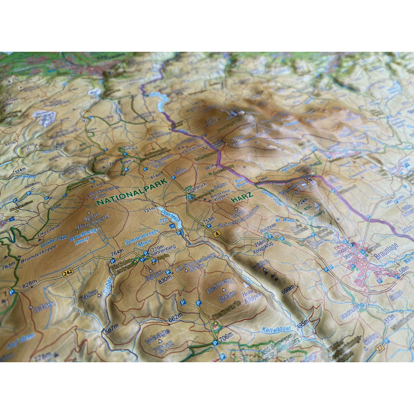 Georelief Regionale kaart Harz 3D Reliefkarte (77 x 57 cm)