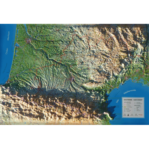 3Dmap Regionale kaart Occitanie - Sud Ouest