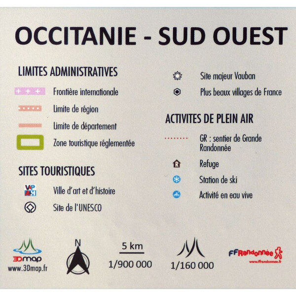 3Dmap Regionale kaart Occitanie - Sud Ouest
