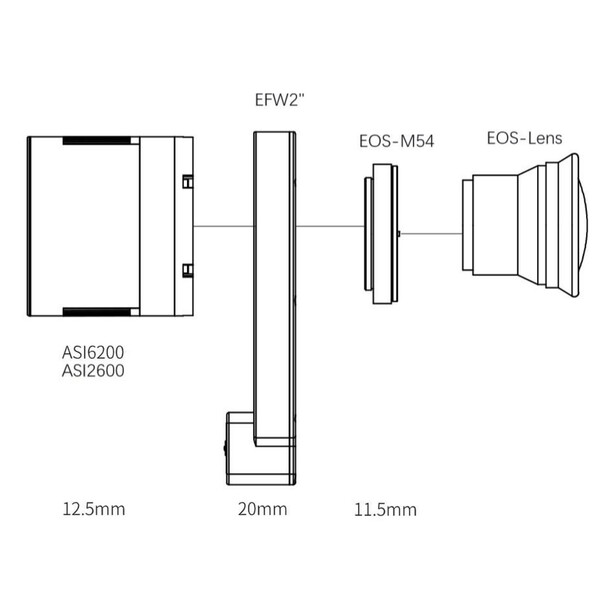 Pierro Astro Adapters Canon EOS - M54 voor ASI 2400 / 2600 of 6200