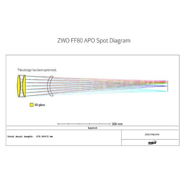 ZWO Apochromatische refractor FF80 AP 80/600 Quadruplet OTA