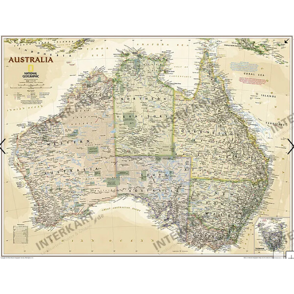 National Geographic continentkaart Australië (77 x 69 cm)