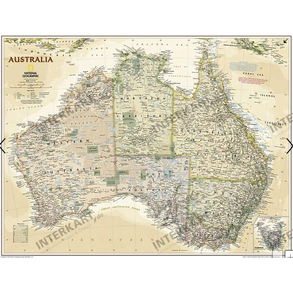 National Geographic continentkaart Australien (77 x 69 cm)