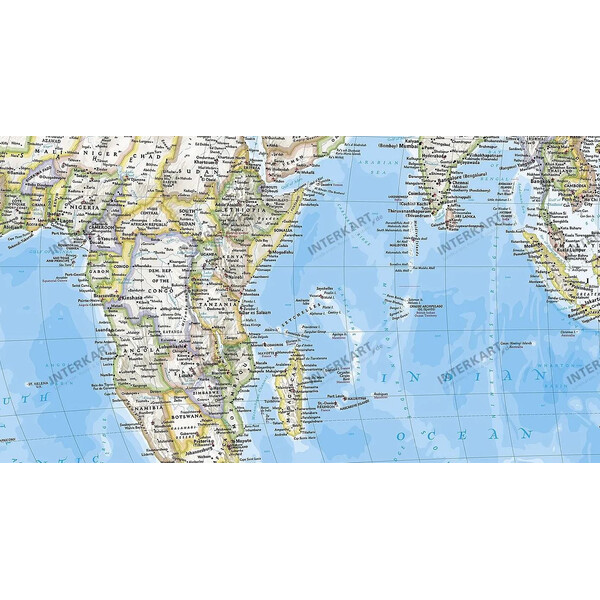 National Geographic Klassieke wereldkaart met Stille Oceaan als centrum (Engels)