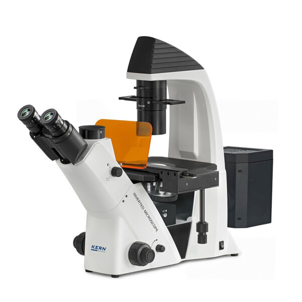 Kern Omgekeerde microscoop OCM 166, FL, PH, trino, invers, N.A.0,3 Condensor vast, 10x-40x, 30W LED, Al, 100W HBO, Dl.
