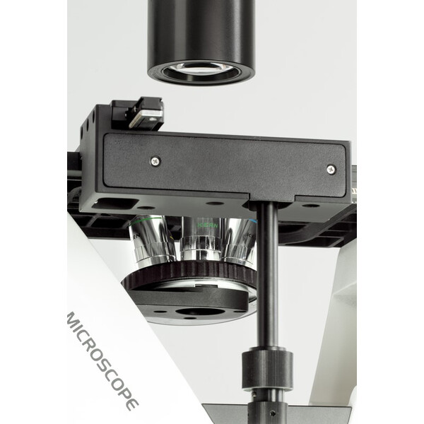 Kern Omgekeerde microscoop OCM 166, FL, PH, trino, invers, N.A.0,3 Condensor vast, 10x-40x, 30W LED, Al, 100W HBO, Dl.