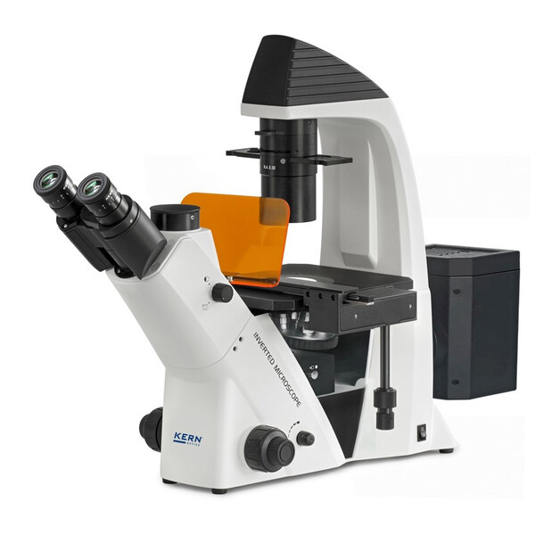 Kern Omgekeerde microscoop OCM 167, FL, PH, trino, vaste N.A. 0,3 Condensor, 10x-40x, Al, Dl, 5W LED