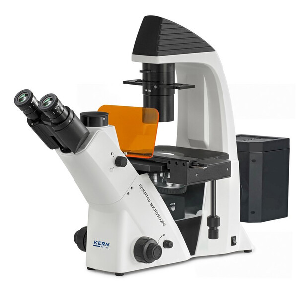 Kern Omgekeerde microscoop OCM 168, FL, PH, trino, vaste N.A. 0,3 Condensor, 10x-40x, 5W LED, Al/Dl