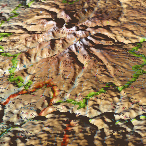 3Dmap Regionale kaart du Cantal