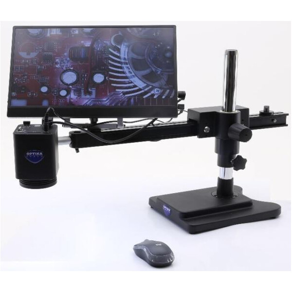 Optika Microscoop IS-4K2, zoom opt. 1x-18x, autofocus, 8 MP, 4K Ultra HD, overhangend statief, 15,6" scherm
