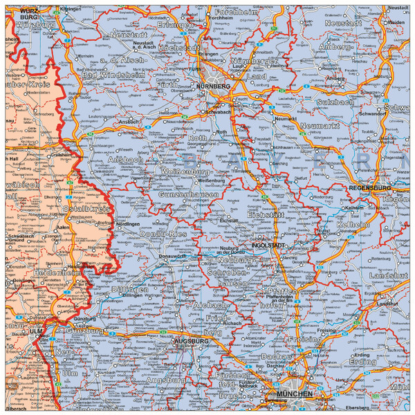 Stiefel Duitsland (Engels) politieke organisatiekaart (100 cm x 140 cm)