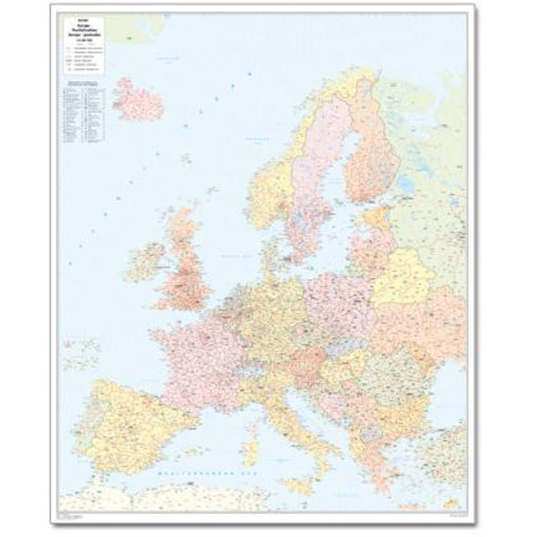 Bacher Verlag continentkaart Postcodekaart Europa (Duits)