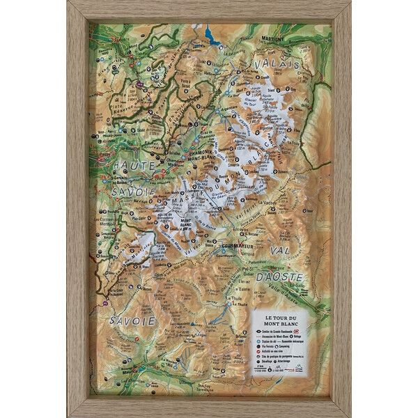 3Dmap Regionale kaart Le tour du Mont Blanc (19,5 cm x 29,5 cm)