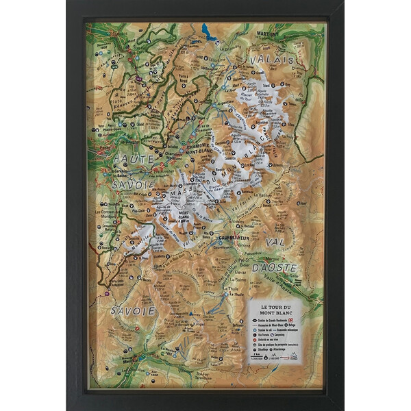 3Dmap Regionale kaart Le tour du Mont Blanc (19,5 cm x 29,5 cm)