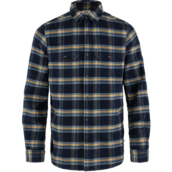 Fjällräven Övik zwaar flanellen overhemd M, 555-232 Donker marineblauw/bokbruin, S