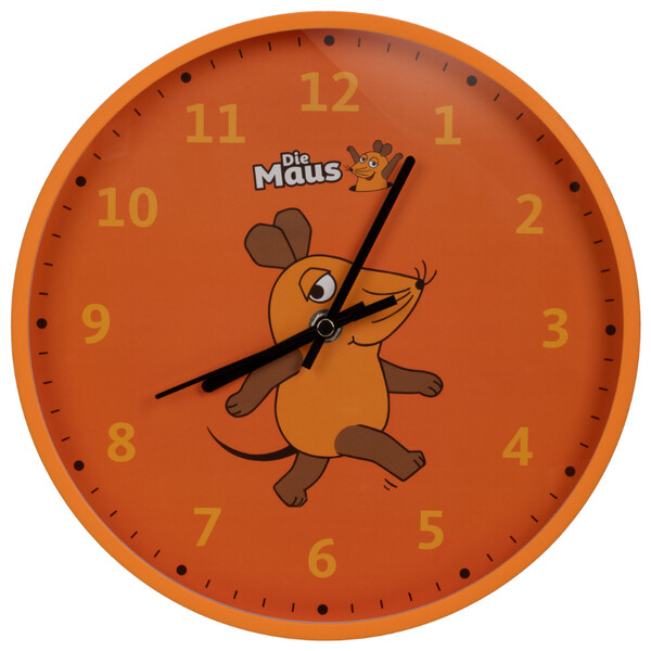 DieMaus Uur Kinderwandklok oranje