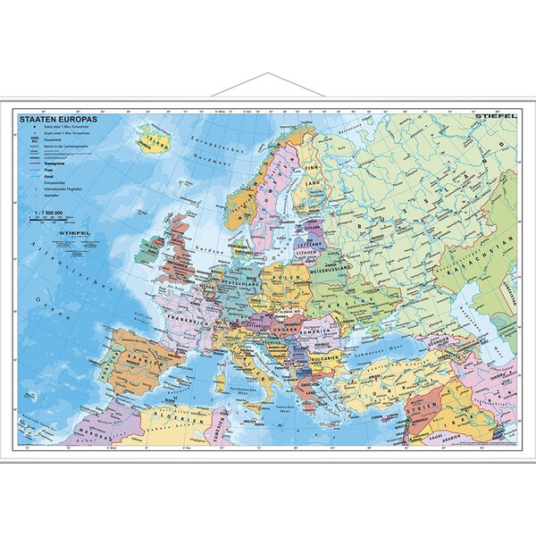 Stiefel continentkaart Europa, politiek (Engels)