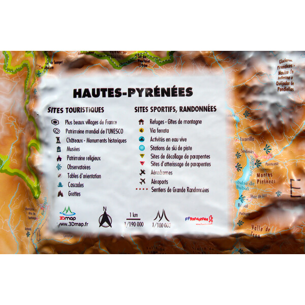 3Dmap Regionale kaart Hautes-Pyrénées (61cm x 41cm)