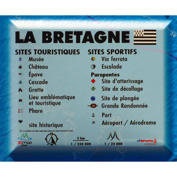3Dmap Regionale kaart Carte en relief de la Bretagne (61 cm x 41 cm)