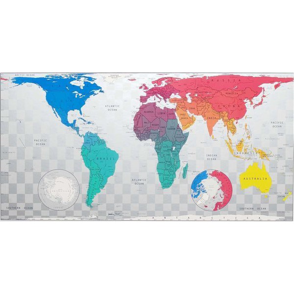 The Future Mapping Company Wereldkaart Toekomstkaart world map blauw-emerald-roze-geel
