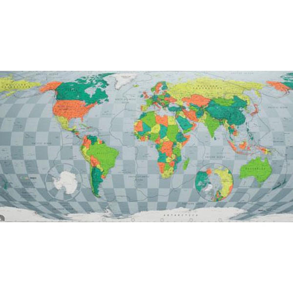 The Future Mapping Company Wereldkaart Kleurenkaart World map groen / oranje / blauw, magnetisch