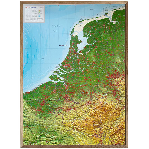Georelief Regionale kaart Benelux (57 x 77 cm)