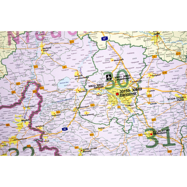 GeoMetro Regionale kaart Postcodegebieden Nedersaksen (100 x 110 cm)