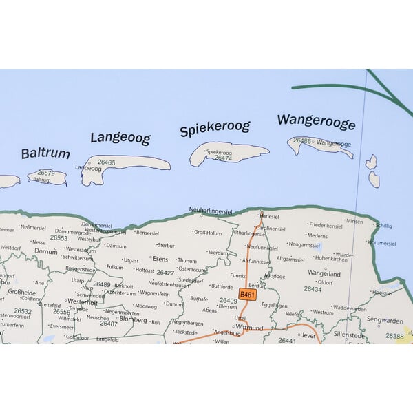 GeoMetro Regionale kaart Postcodegebieden Nedersaksen (100 x 110 cm)
