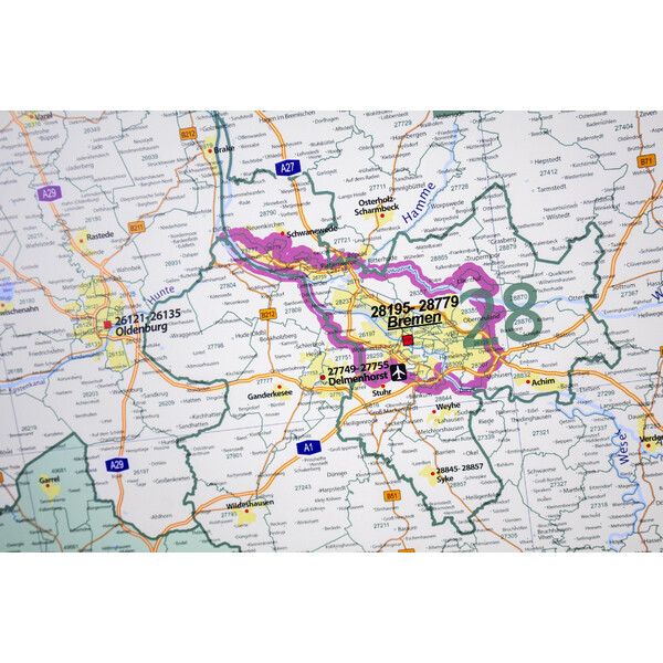 GeoMetro Regionale kaart Postcodegebieden Nedersaksen (100 x 110 cm)