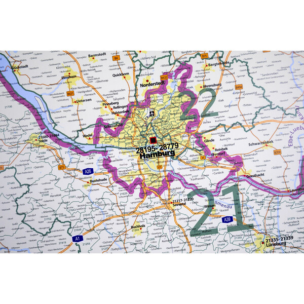 GeoMetro Regionale kaart Postcodegebieden Nedersaksen (100 x 110 cm)