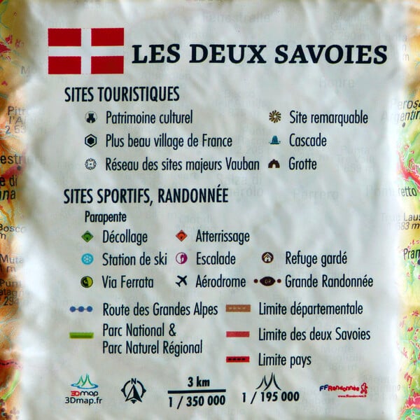 3Dmap Regionale kaart Les deux Savoies (61 x 41 cm)