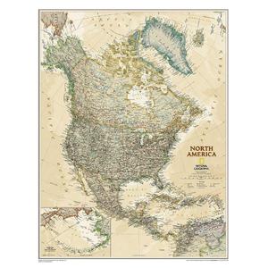 National Geographic Continentkaart Noord-Amerika (Engels)