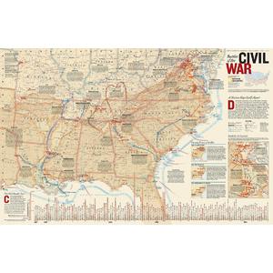 National Geographic Kaart Amerika burgeroorlog, 2-zijdig (Engels)