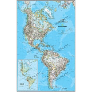 National Geographic Continentkaart Noord- en Zuid-Amerika politiek (58 x 91 cm)