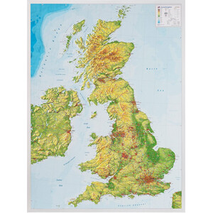 Georelief Groot-Brittannië 3D reliëfkaart, groot (Duits)