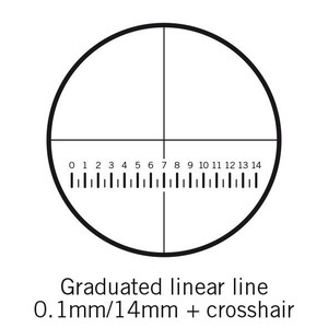 Motic Micrometerplaat Streepplaat, schaal (14mm over 140 delen) en dradenkruis (Ø25mm)